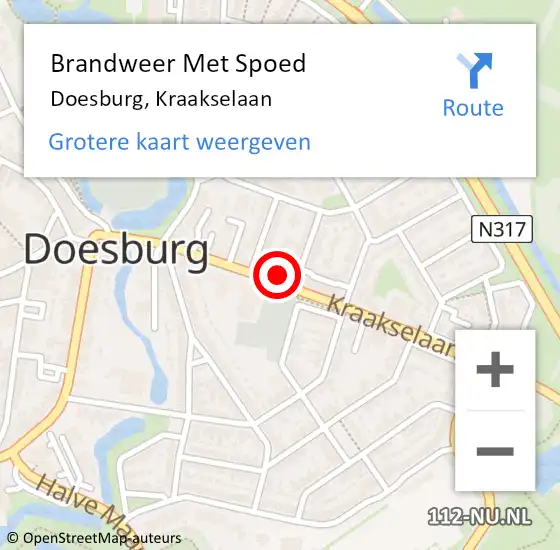 Locatie op kaart van de 112 melding: Brandweer Met Spoed Naar Doesburg, Kraakselaan op 30 januari 2023 18:32