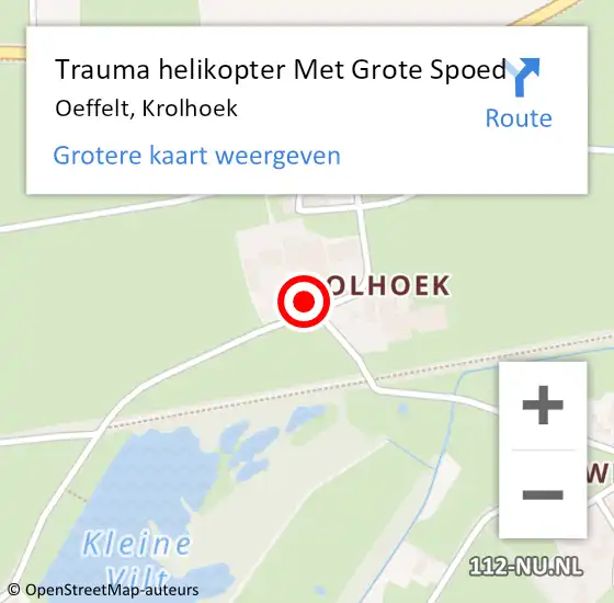 Locatie op kaart van de 112 melding: Trauma helikopter Met Grote Spoed Naar Oeffelt, Krolhoek op 30 januari 2023 19:12