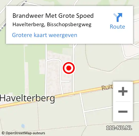 Locatie op kaart van de 112 melding: Brandweer Met Grote Spoed Naar Havelterberg, Bisschopsbergweg op 30 januari 2023 20:08