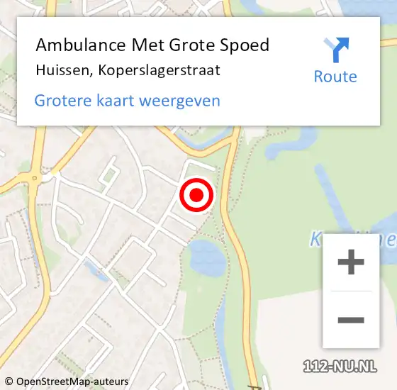 Locatie op kaart van de 112 melding: Ambulance Met Grote Spoed Naar Huissen, Koperslagerstraat op 30 januari 2023 21:46
