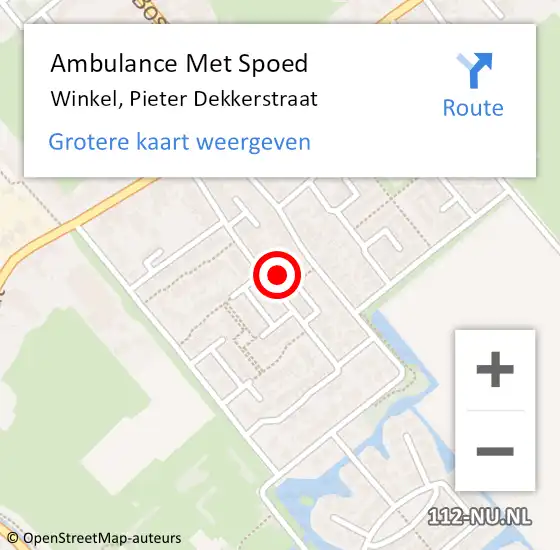 Locatie op kaart van de 112 melding: Ambulance Met Spoed Naar Winkel, Pieter Dekkerstraat op 31 januari 2023 01:47