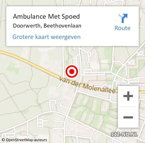 Locatie op kaart van de 112 melding: Ambulance Met Spoed Naar Doorwerth, Beethovenlaan op 31 januari 2023 05:12