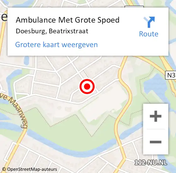 Locatie op kaart van de 112 melding: Ambulance Met Grote Spoed Naar Doesburg, Beatrixstraat op 31 januari 2023 07:42