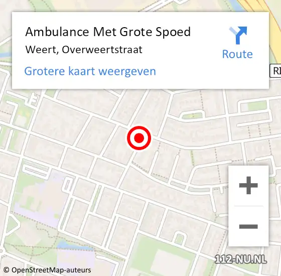 Locatie op kaart van de 112 melding: Ambulance Met Grote Spoed Naar Weert, Overweertstraat op 31 januari 2023 08:38