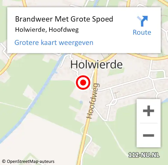 Locatie op kaart van de 112 melding: Brandweer Met Grote Spoed Naar Holwierde, Hoofdweg op 31 januari 2023 08:50