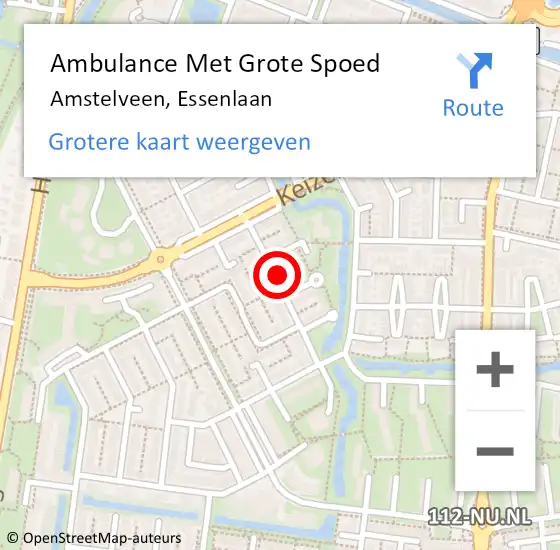 Locatie op kaart van de 112 melding: Ambulance Met Grote Spoed Naar Amstelveen, Essenlaan op 31 januari 2023 09:31