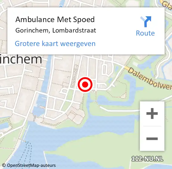 Locatie op kaart van de 112 melding: Ambulance Met Spoed Naar Gorinchem, Lombardstraat op 31 januari 2023 09:35