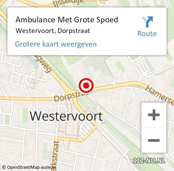 Locatie op kaart van de 112 melding: Ambulance Met Grote Spoed Naar Westervoort, Dorpstraat op 31 januari 2023 11:18