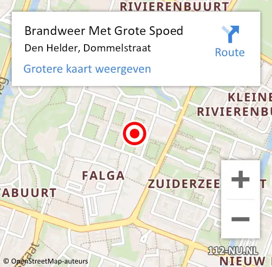 Locatie op kaart van de 112 melding: Brandweer Met Grote Spoed Naar Den Helder, Dommelstraat op 31 januari 2023 17:05