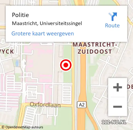 Locatie op kaart van de 112 melding: Politie Maastricht, Universiteitssingel op 31 januari 2023 17:41