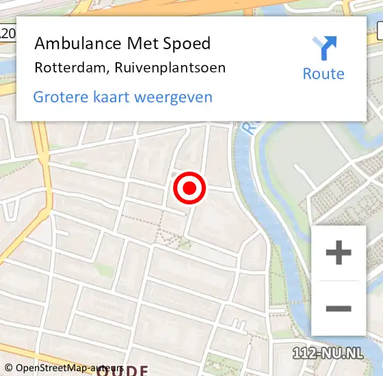 Locatie op kaart van de 112 melding: Ambulance Met Spoed Naar Rotterdam, Ruivenplantsoen op 31 januari 2023 17:43