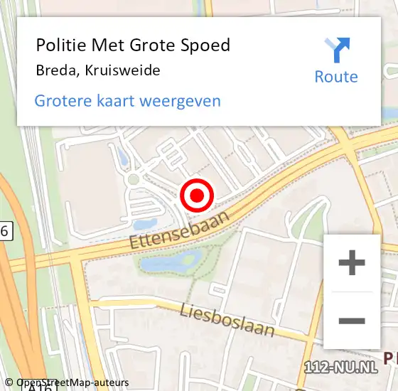 Locatie op kaart van de 112 melding: Politie Met Grote Spoed Naar Breda, Kruisweide op 31 januari 2023 20:09
