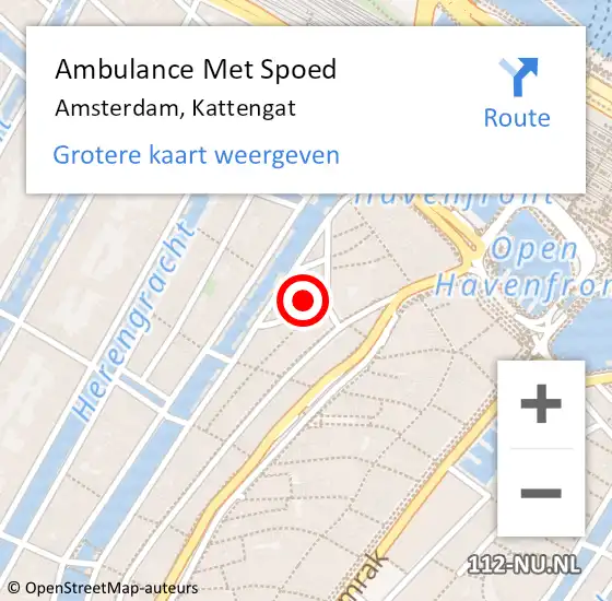 Locatie op kaart van de 112 melding: Ambulance Met Spoed Naar Amsterdam, Kattengat op 31 januari 2023 20:36
