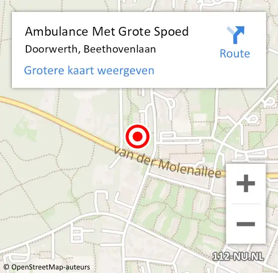 Locatie op kaart van de 112 melding: Ambulance Met Grote Spoed Naar Doorwerth, Beethovenlaan op 1 februari 2023 00:33