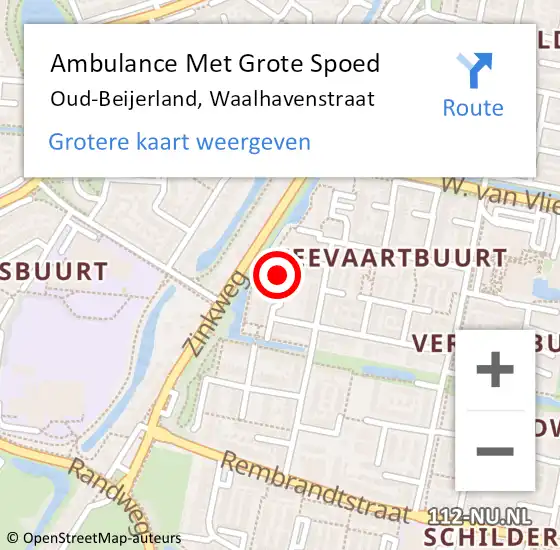 Locatie op kaart van de 112 melding: Ambulance Met Grote Spoed Naar Oud-Beijerland, Waalhavenstraat op 1 februari 2023 01:28