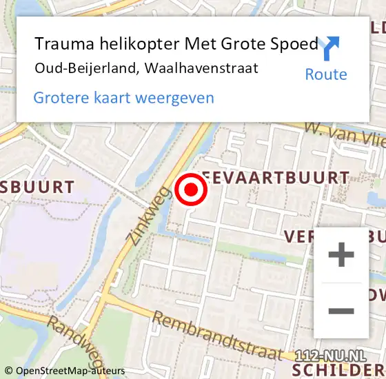 Locatie op kaart van de 112 melding: Trauma helikopter Met Grote Spoed Naar Oud-Beijerland, Waalhavenstraat op 1 februari 2023 01:31