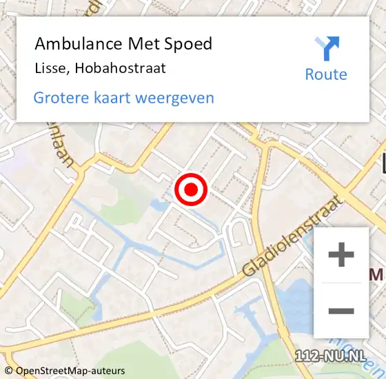 Locatie op kaart van de 112 melding: Ambulance Met Spoed Naar Lisse, Hobahostraat op 1 februari 2023 03:05