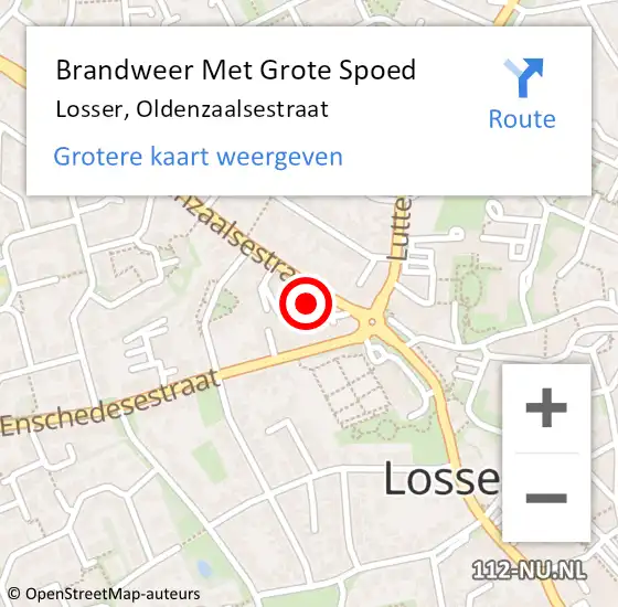 Locatie op kaart van de 112 melding: Brandweer Met Grote Spoed Naar Losser, Oldenzaalsestraat op 1 februari 2023 06:09