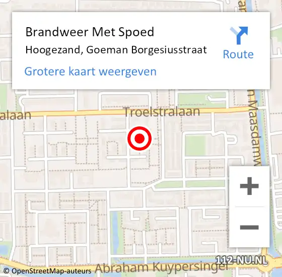 Locatie op kaart van de 112 melding: Brandweer Met Spoed Naar Hoogezand, Goeman Borgesiusstraat op 1 februari 2023 08:56