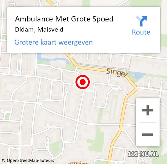 Locatie op kaart van de 112 melding: Ambulance Met Grote Spoed Naar Didam, Maisveld op 1 februari 2023 09:31