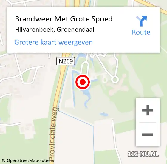 Locatie op kaart van de 112 melding: Brandweer Met Grote Spoed Naar Hilvarenbeek, Groenendaal op 1 februari 2023 10:09