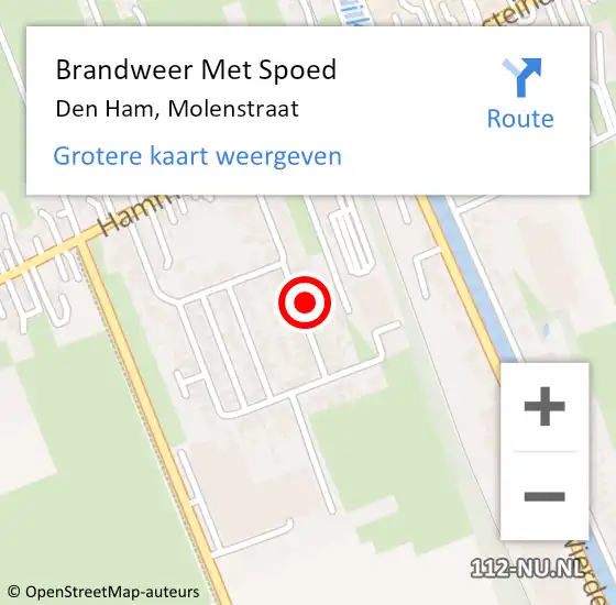 Locatie op kaart van de 112 melding: Brandweer Met Spoed Naar Den Ham, Molenstraat op 1 februari 2023 13:43