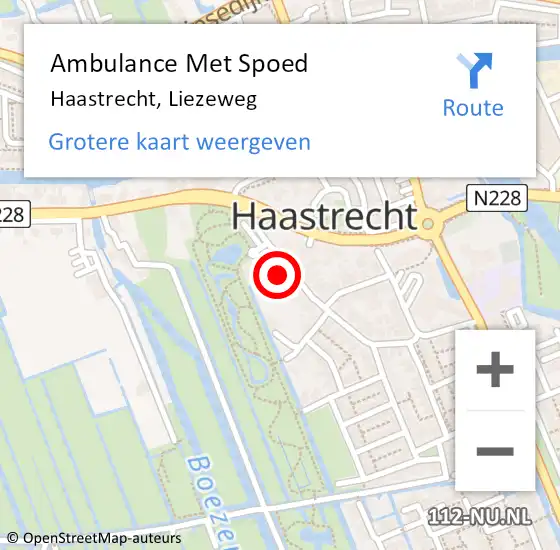 Locatie op kaart van de 112 melding: Ambulance Met Spoed Naar Haastrecht, Liezeweg op 1 februari 2023 14:20