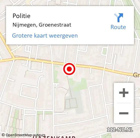 Locatie op kaart van de 112 melding: Politie Nijmegen, Groenestraat op 1 februari 2023 15:02