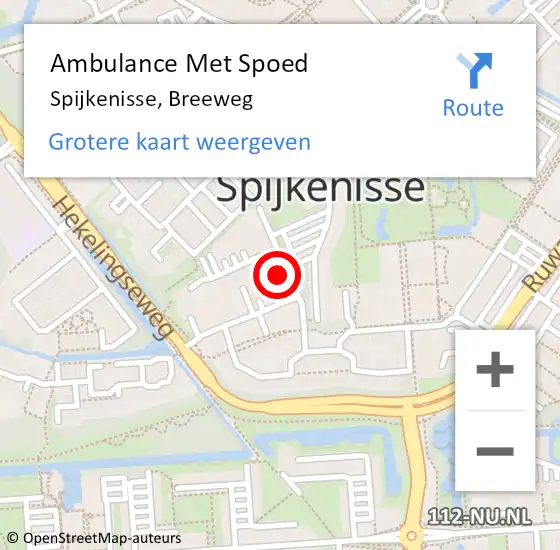 Locatie op kaart van de 112 melding: Ambulance Met Spoed Naar Spijkenisse, Breeweg op 1 februari 2023 15:02