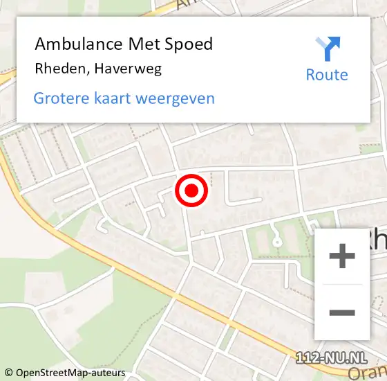 Locatie op kaart van de 112 melding: Ambulance Met Spoed Naar Rheden, Haverweg op 1 februari 2023 19:44