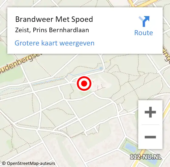 Locatie op kaart van de 112 melding: Brandweer Met Spoed Naar Zeist, Prins Bernhardlaan op 1 februari 2023 20:26