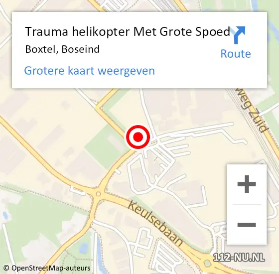 Locatie op kaart van de 112 melding: Trauma helikopter Met Grote Spoed Naar Boxtel, Boseind op 1 februari 2023 20:50