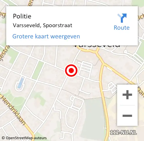 Locatie op kaart van de 112 melding: Politie Varsseveld, Spoorstraat op 1 februari 2023 21:41