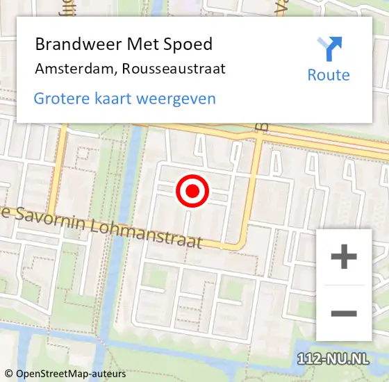 Locatie op kaart van de 112 melding: Brandweer Met Spoed Naar Amsterdam, Rousseaustraat op 1 februari 2023 23:35