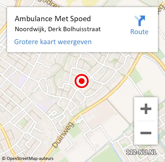 Locatie op kaart van de 112 melding: Ambulance Met Spoed Naar Noordwijk, Derk Bolhuisstraat op 2 februari 2023 05:09