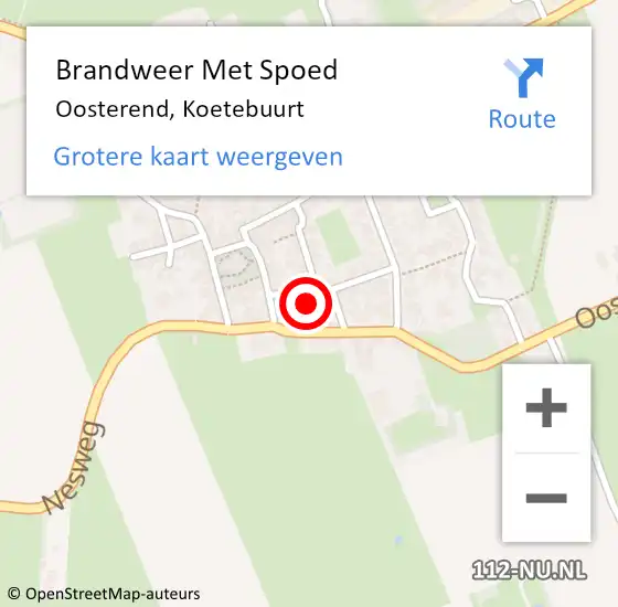 Locatie op kaart van de 112 melding: Brandweer Met Spoed Naar Oosterend, Koetebuurt op 2 februari 2023 06:35