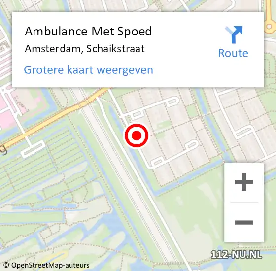 Locatie op kaart van de 112 melding: Ambulance Met Spoed Naar Amsterdam, Schaikstraat op 2 februari 2023 09:01