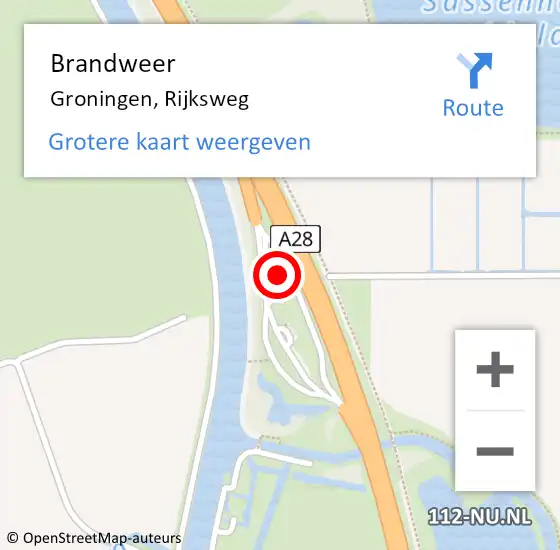 Locatie op kaart van de 112 melding: Brandweer Groningen, Rijksweg op 2 februari 2023 10:19