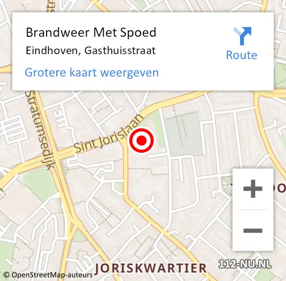 Locatie op kaart van de 112 melding: Brandweer Met Spoed Naar Eindhoven, Gasthuisstraat op 2 februari 2023 12:02