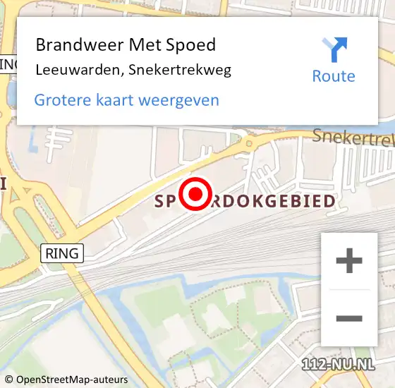 Locatie op kaart van de 112 melding: Brandweer Met Spoed Naar Leeuwarden, Snekertrekweg op 2 februari 2023 12:03