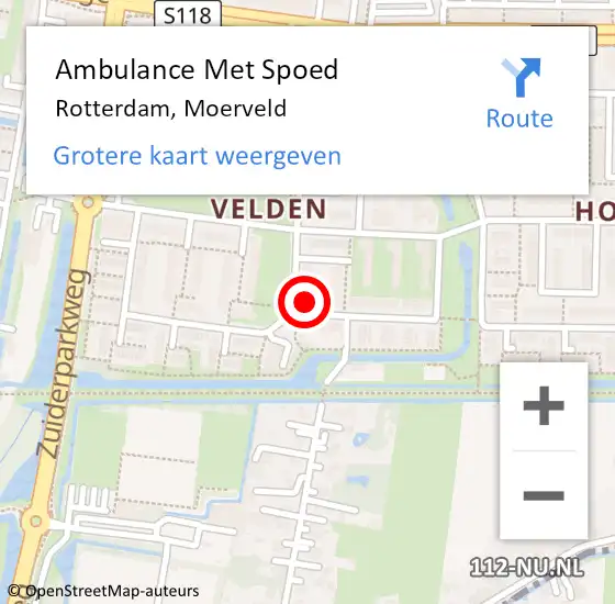 Locatie op kaart van de 112 melding: Ambulance Met Spoed Naar Rotterdam, Moerveld op 2 februari 2023 12:27