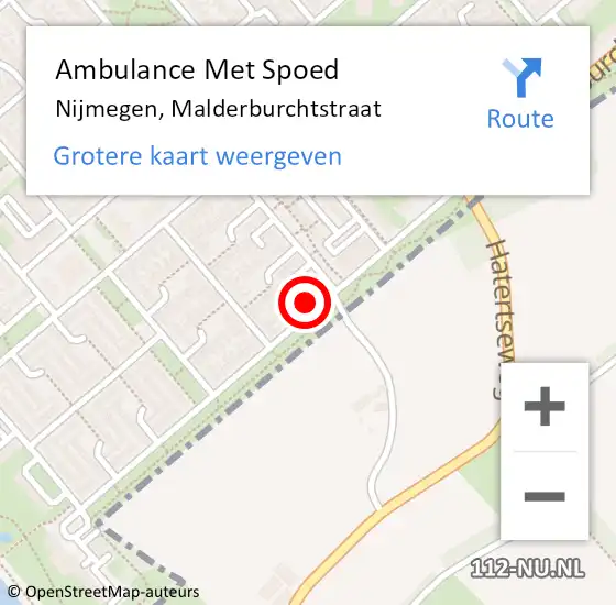 Locatie op kaart van de 112 melding: Ambulance Met Spoed Naar Nijmegen, Malderburchtstraat op 2 februari 2023 14:00