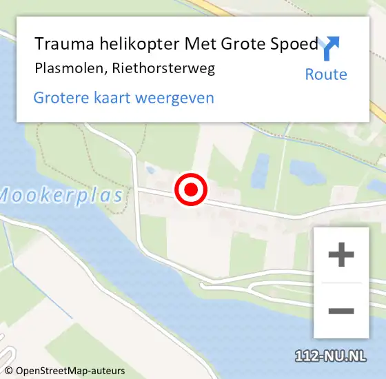 Locatie op kaart van de 112 melding: Trauma helikopter Met Grote Spoed Naar Plasmolen, Riethorsterweg op 2 februari 2023 17:30