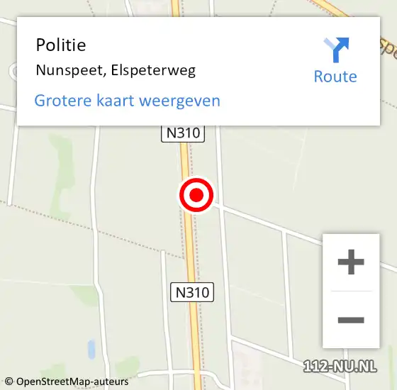 Locatie op kaart van de 112 melding: Politie Nunspeet, Elspeterweg op 2 februari 2023 18:42