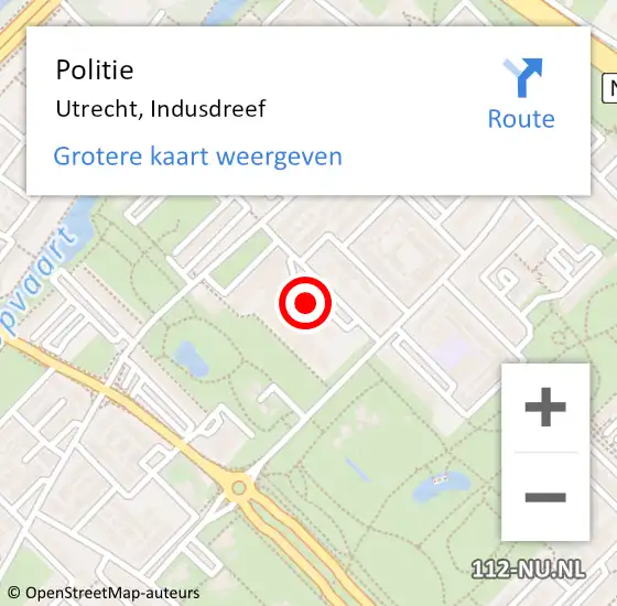Locatie op kaart van de 112 melding: Politie Utrecht, Indusdreef op 2 februari 2023 21:29