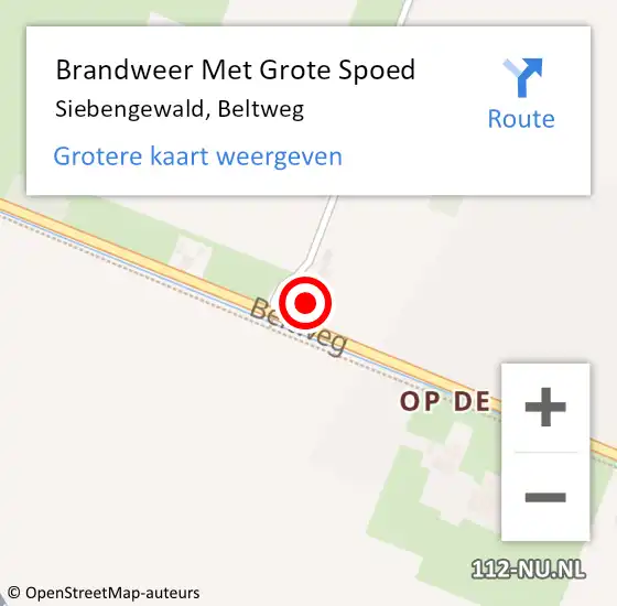 Locatie op kaart van de 112 melding: Brandweer Met Grote Spoed Naar Siebengewald, Beltweg op 3 februari 2023 07:20