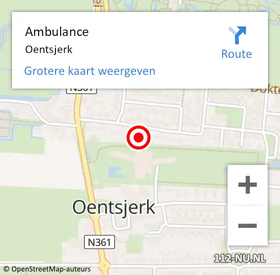 Locatie op kaart van de 112 melding: Ambulance Oentsjerk op 3 februari 2023 07:47