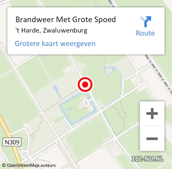 Locatie op kaart van de 112 melding: Brandweer Met Grote Spoed Naar 't Harde, Zwaluwenburg op 14 augustus 2014 10:46