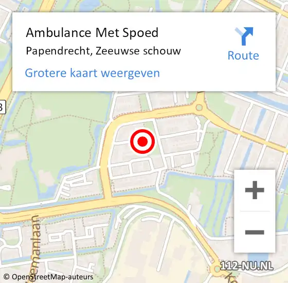 Locatie op kaart van de 112 melding: Ambulance Met Spoed Naar Papendrecht, Zeeuwse schouw op 3 februari 2023 12:00