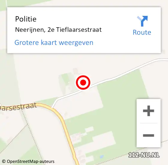 Locatie op kaart van de 112 melding: Politie Neerijnen, 2e Tieflaarsestraat op 3 februari 2023 13:11